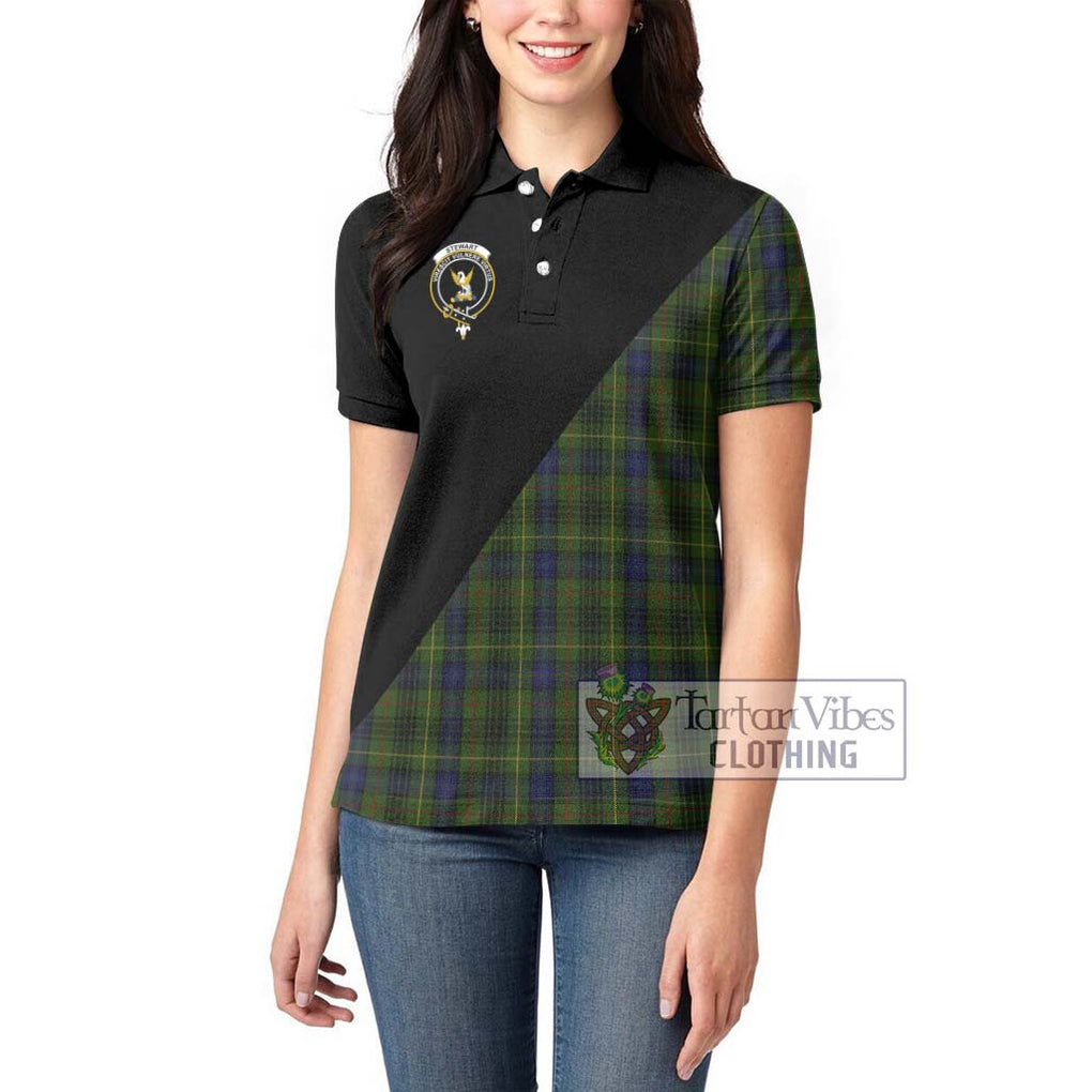 Stewart Hunting Tartan Women's Polo Shirt with Family Crest and Military Logo Style - Tartanvibesclothing Shop