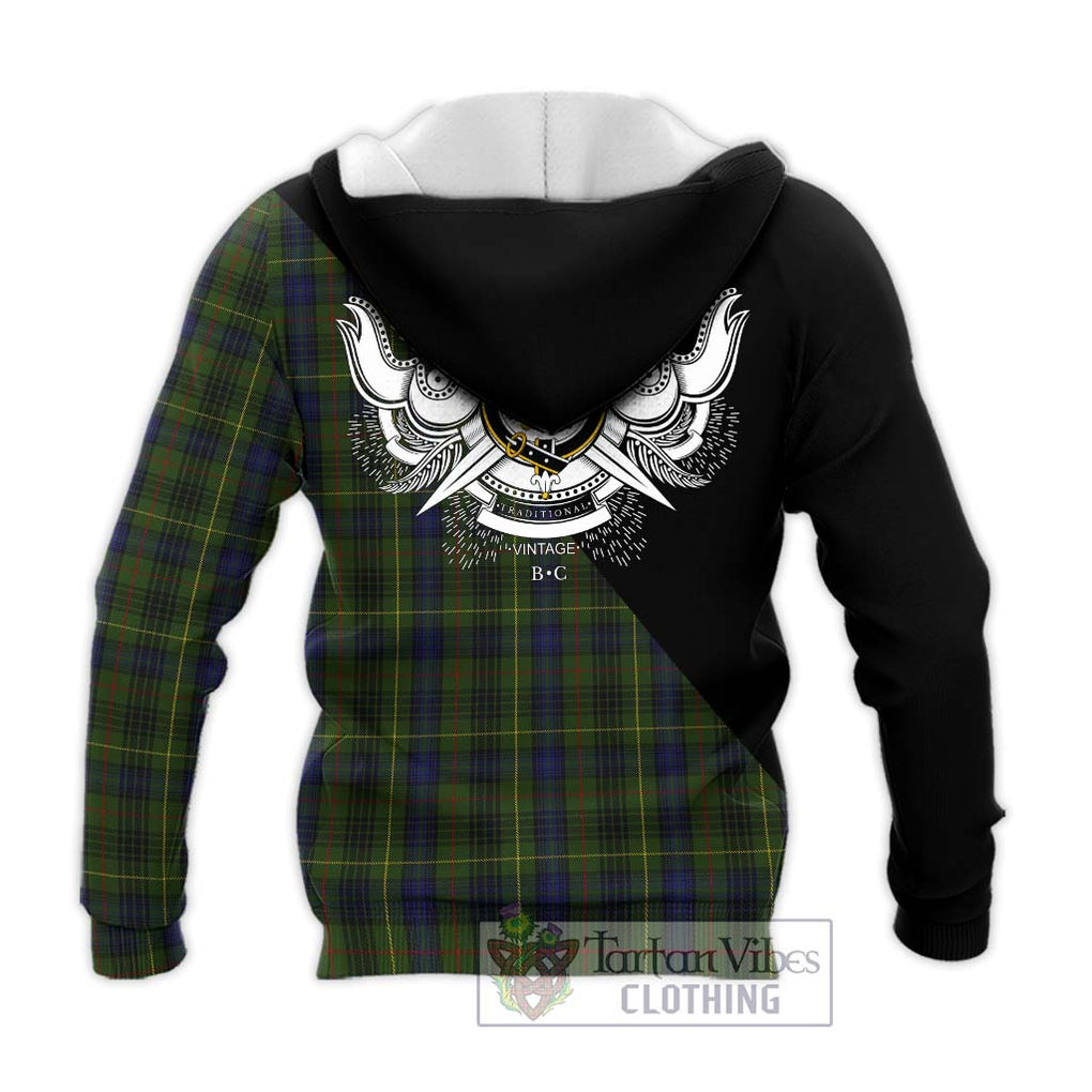 Stewart Hunting Tartan Knitted Hoodie with Family Crest and Military Logo Style - Tartanvibesclothing Shop