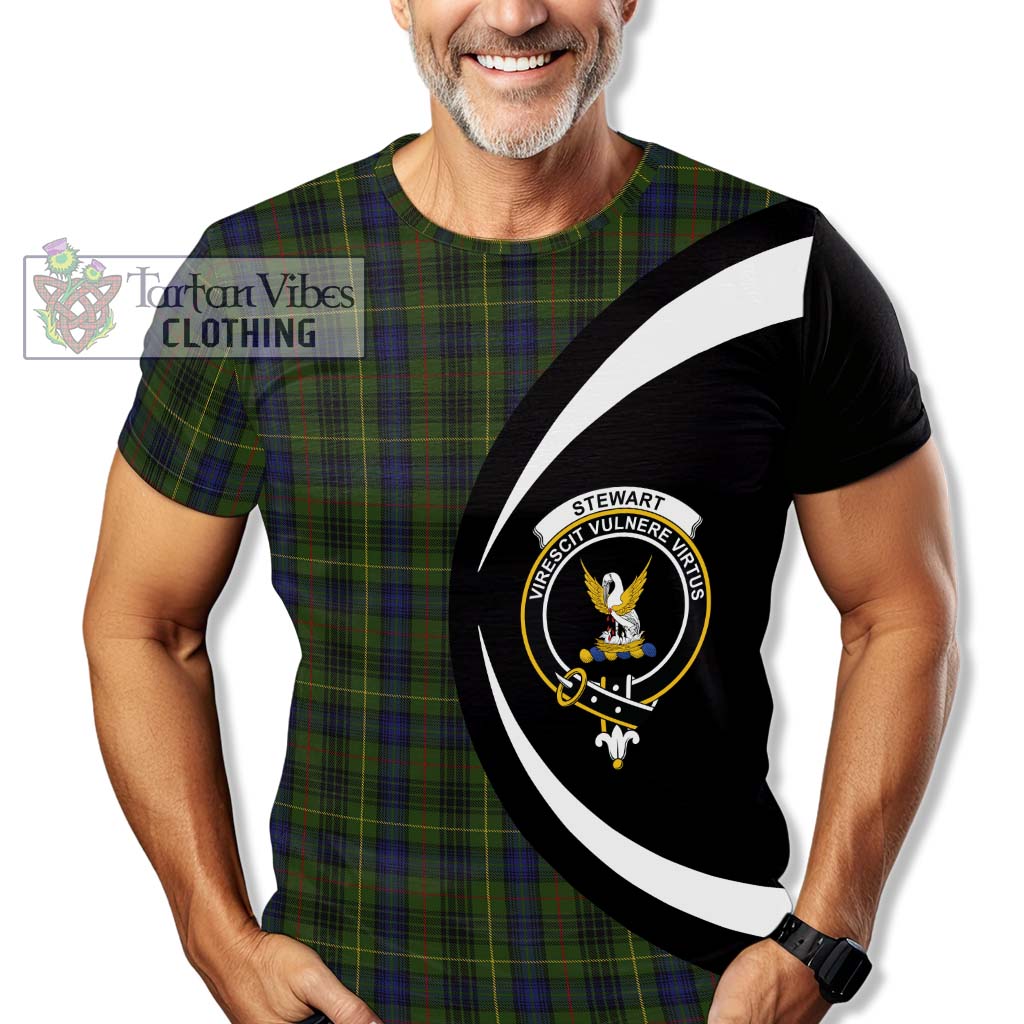 Tartan Vibes Clothing Stewart Hunting Tartan T-Shirt with Family Crest Circle Style