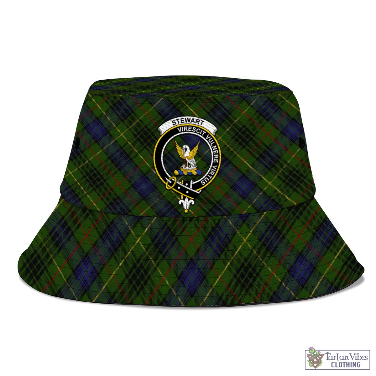 Tartan Vibes Clothing Stewart Hunting Tartan Bucket Hat with Family Crest