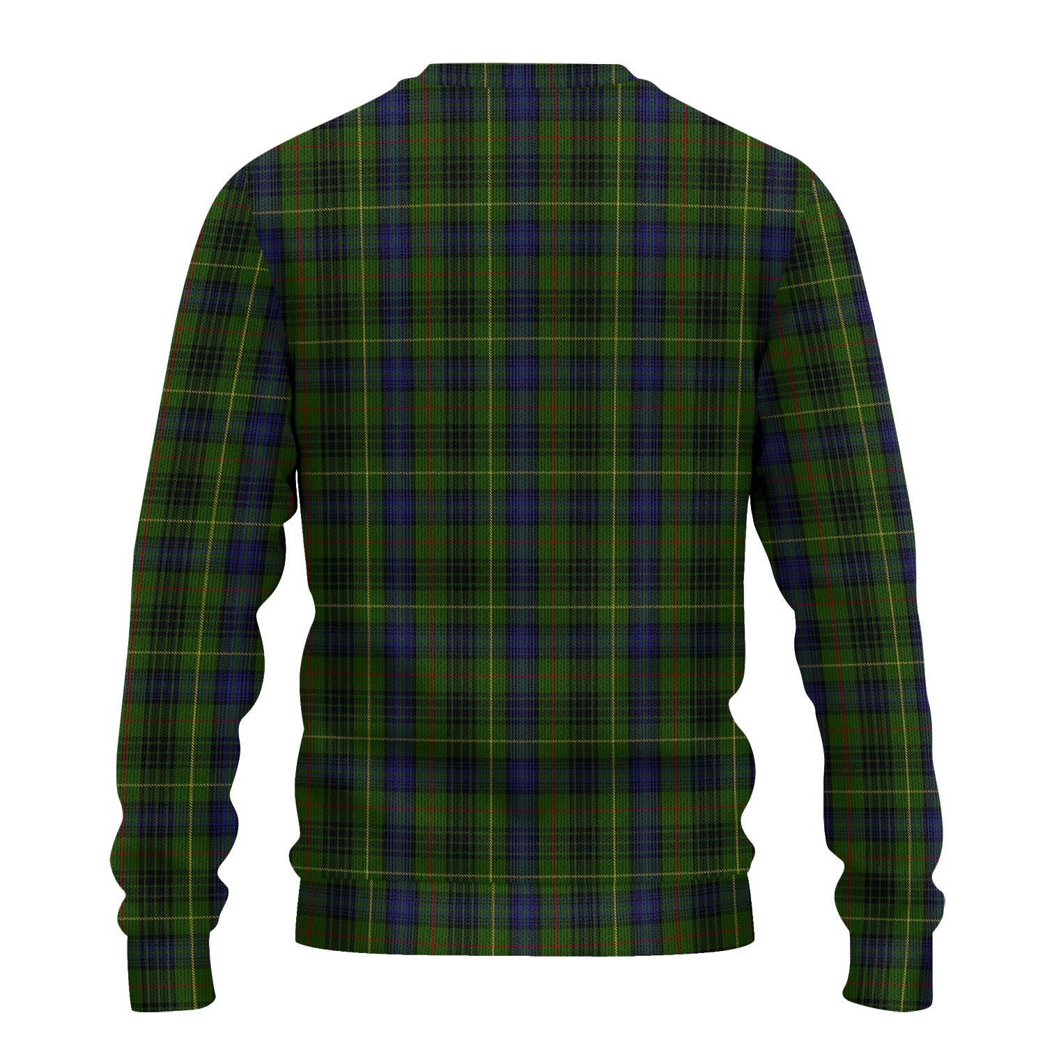 Stewart Hunting Tartan Knitted Sweater with Family Crest - Tartanvibesclothing