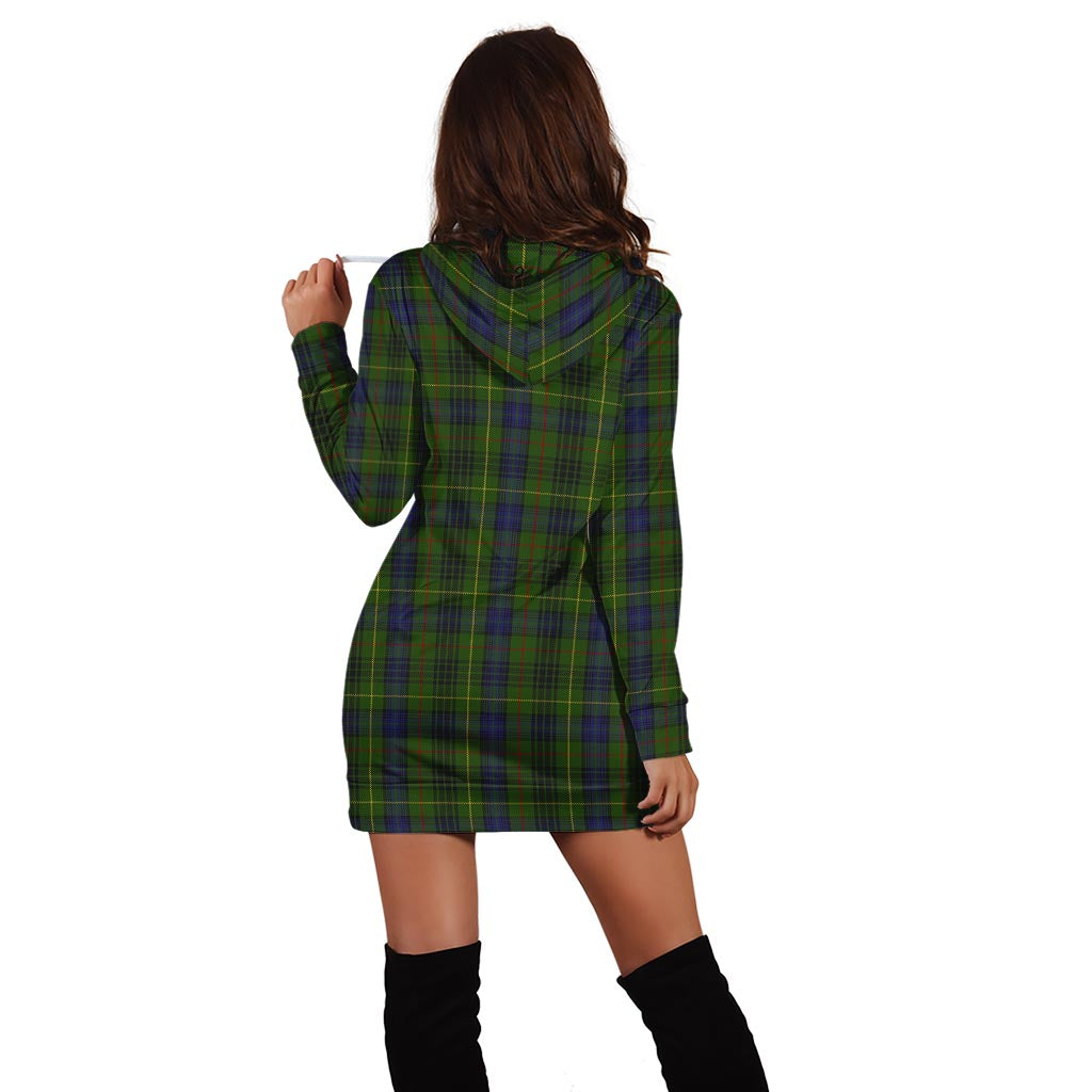 Stewart Hunting Tartan Hoodie Dress with Family Crest - Tartan Vibes Clothing