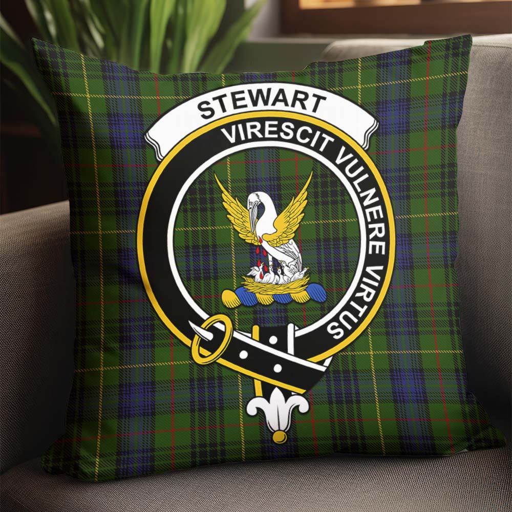 Stewart Hunting Tartan Pillow Cover with Family Crest - Tartanvibesclothing