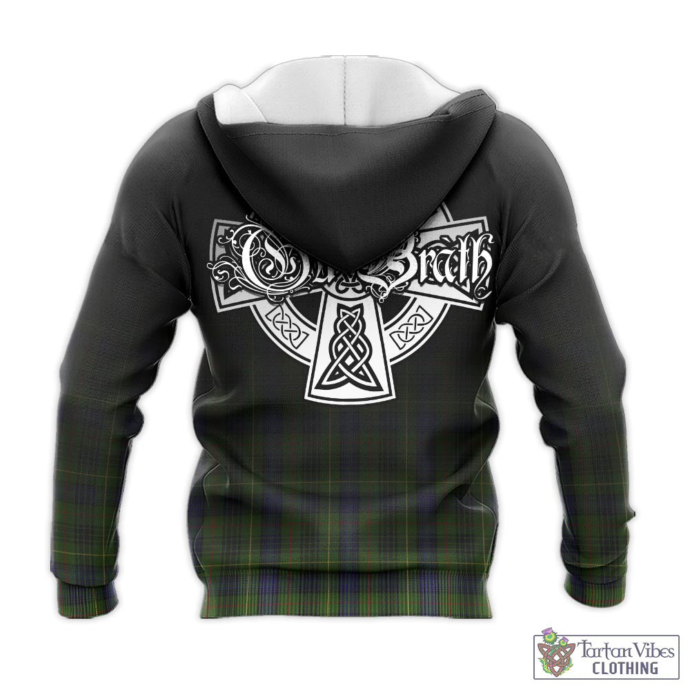 Tartan Vibes Clothing Stewart Hunting Tartan Knitted Hoodie Featuring Alba Gu Brath Family Crest Celtic Inspired