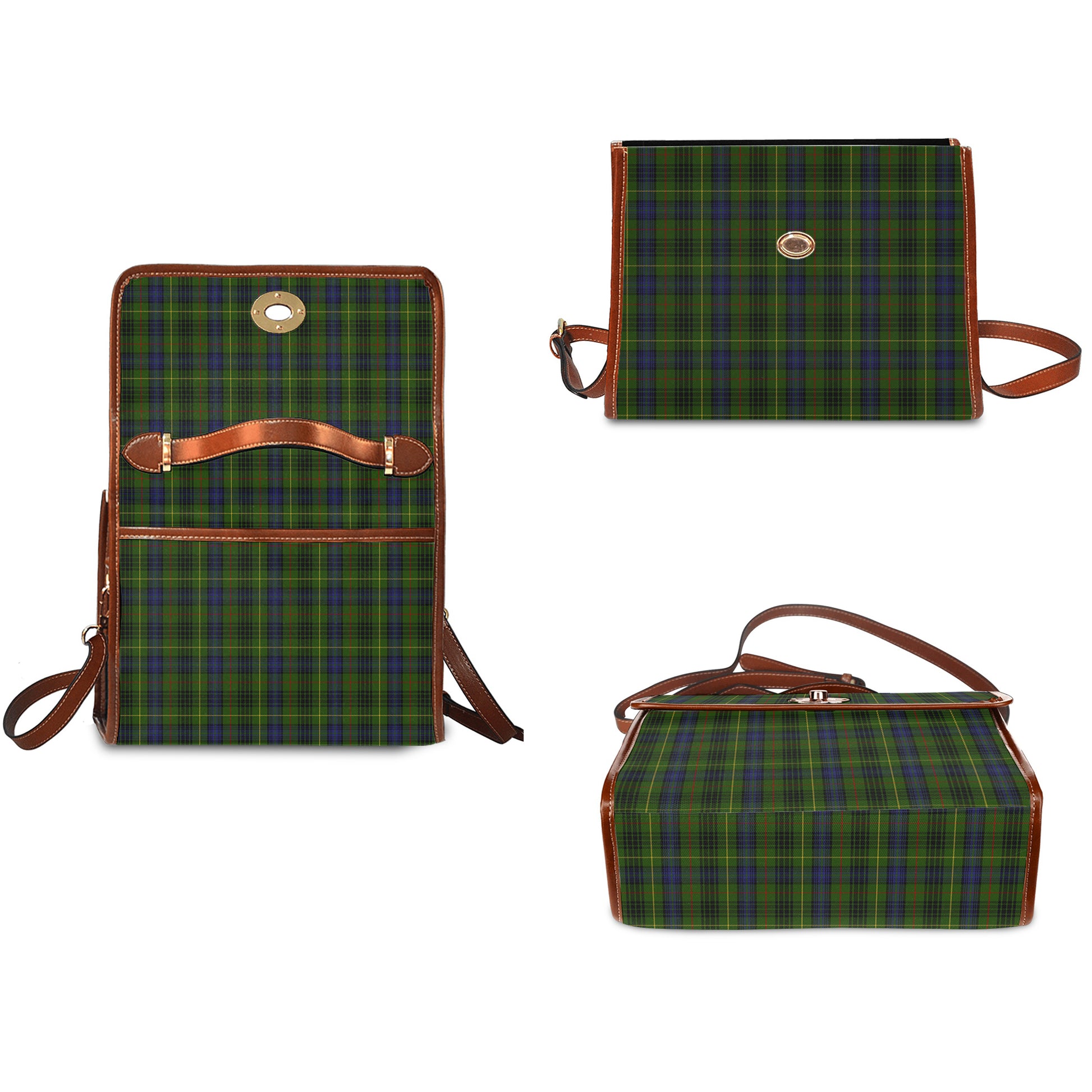 Stewart Hunting Tartan Leather Strap Waterproof Canvas Bag - Tartanvibesclothing