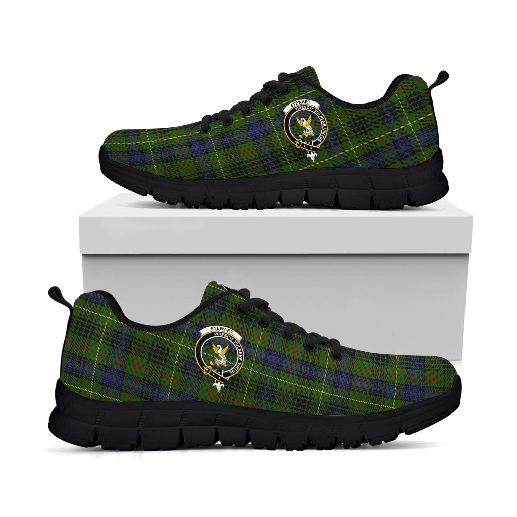 Stewart Hunting Tartan Sneakers with Family Crest - Tartan Vibes Clothing