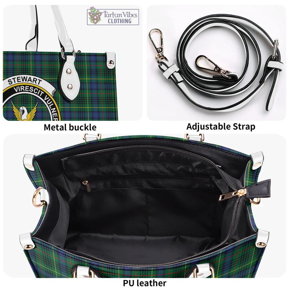 Tartan Vibes Clothing Stewart Hunting Modern Tartan Luxury Leather Handbags with Family Crest