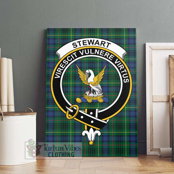 Stewart Hunting Modern Tartan Canvas Print Wall Art with Family Crest