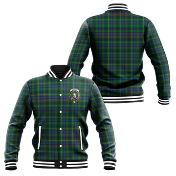 Stewart Hunting Modern Tartan Baseball Jacket with Family Crest