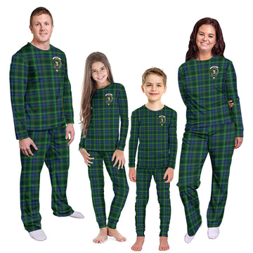 Stewart Hunting Modern Tartan Pajamas Family Set with Family Crest