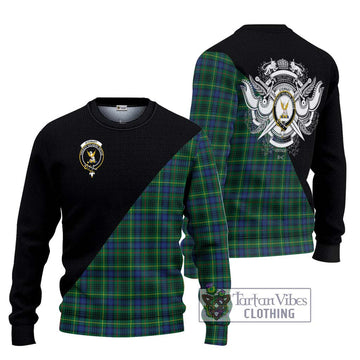 Stewart Hunting Modern Tartan Ugly Sweater with Family Crest and Military Logo Style