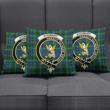 Stewart Hunting Modern Tartan Pillow Cover with Family Crest