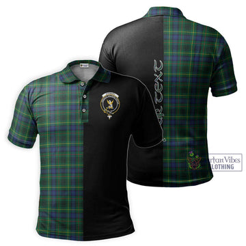 Stewart Hunting Modern Tartan Polo Shirt with Family Crest and Half Of Me Style