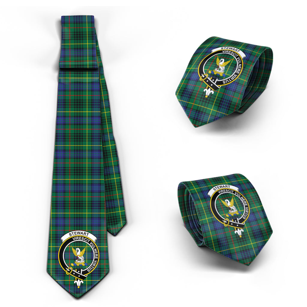 Stewart Hunting Modern Tartan Classic Necktie with Family Crest Necktie One Size - Tartan Vibes Clothing