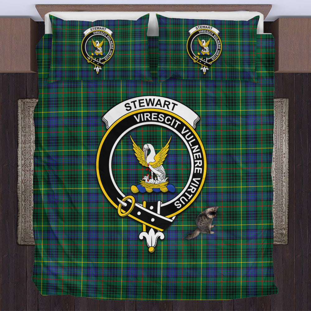 Stewart Hunting Modern Tartan Bedding Set with Family Crest US Bedding Set - Tartan Vibes Clothing