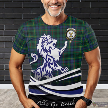 Stewart Hunting Modern Tartan T-Shirt with Alba Gu Brath Regal Lion Emblem