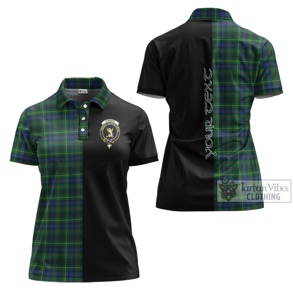 Stewart Hunting Modern Tartan Women's Polo Shirt with Family Crest and Half Of Me Style Women - Tartanvibesclothing Shop