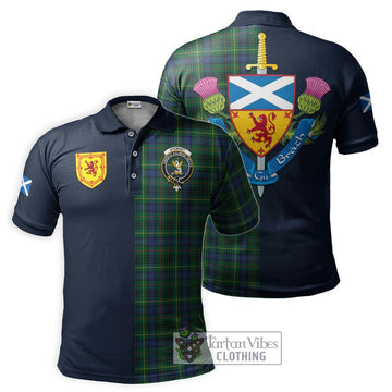 Stewart Hunting Modern Tartan Polo Shirt Alba with Scottish Lion Royal Arm Half Style