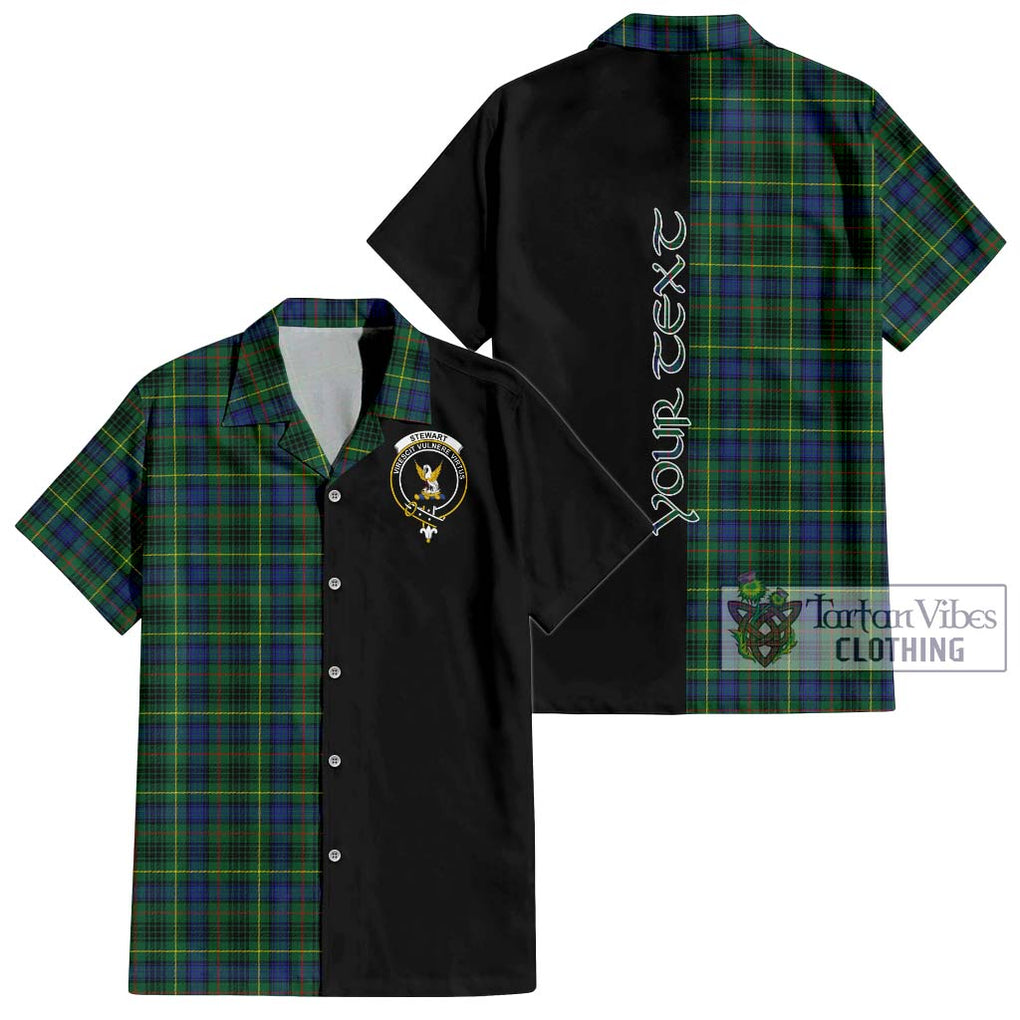 Stewart Hunting Modern Tartan Short Sleeve Button Shirt with Family Crest and Half Of Me Style Kid - Tartanvibesclothing Shop