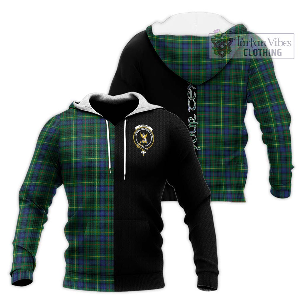 Stewart Hunting Modern Tartan Knitted Hoodie with Family Crest and Half Of Me Style Unisex Knitted Pullover Hoodie - Tartanvibesclothing Shop