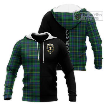 Stewart Hunting Modern Tartan Knitted Hoodie with Family Crest and Half Of Me Style