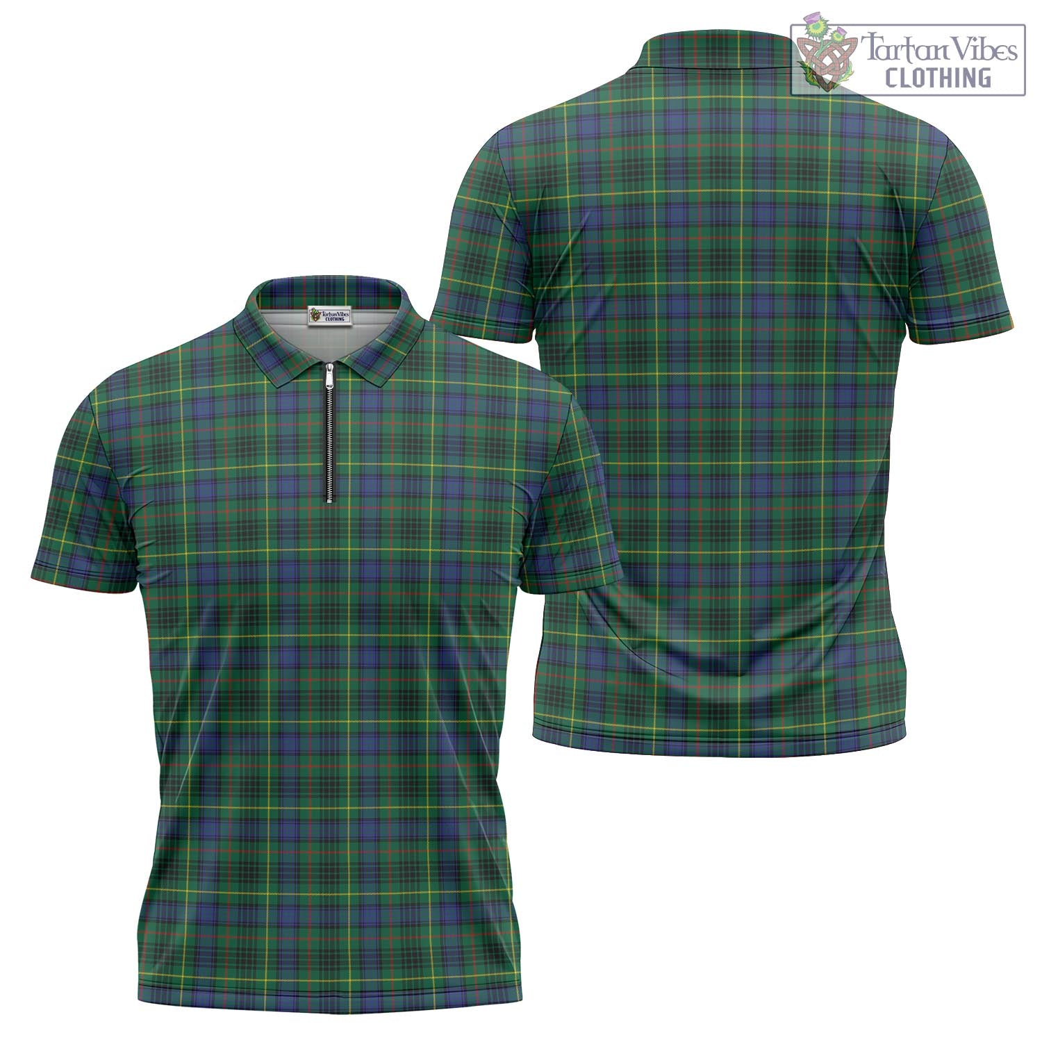 Tartan Vibes Clothing Stewart Hunting Modern Tartan Zipper Polo Shirt