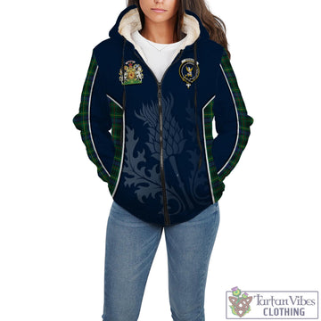 Stewart Hunting Modern Tartan Sherpa Hoodie with Family Crest and Scottish Thistle Vibes Sport Style