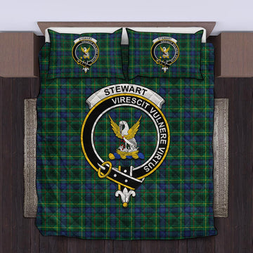 Stewart Hunting Modern Tartan Quilt Bed Set with Family Crest