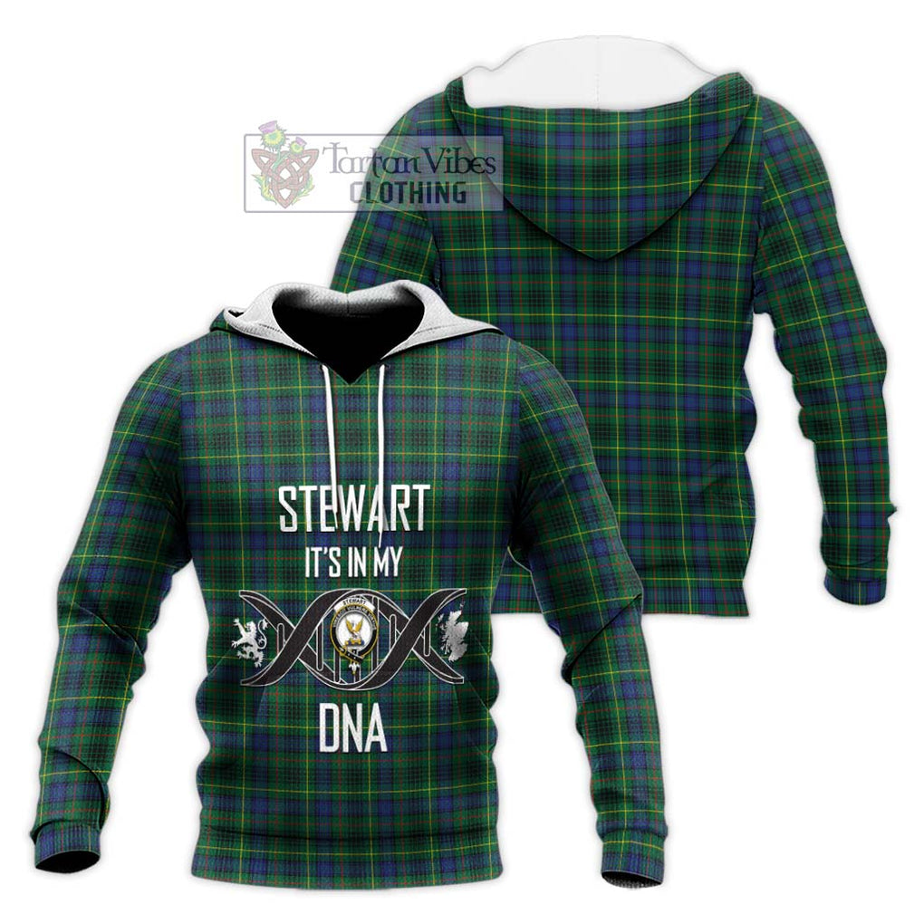 Stewart Hunting Modern Tartan Knitted Hoodie with Family Crest DNA In Me Style Unisex Knitted Pullover Hoodie - Tartanvibesclothing Shop