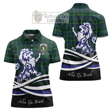 Stewart Hunting Modern Tartan Women's Polo Shirt with Alba Gu Brath Regal Lion Emblem