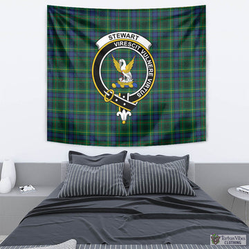 Stewart Hunting Modern Tartan Tapestry Wall Hanging and Home Decor for Room with Family Crest