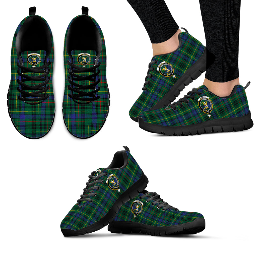 Stewart Hunting Modern Tartan Sneakers with Family Crest - Tartan Vibes Clothing