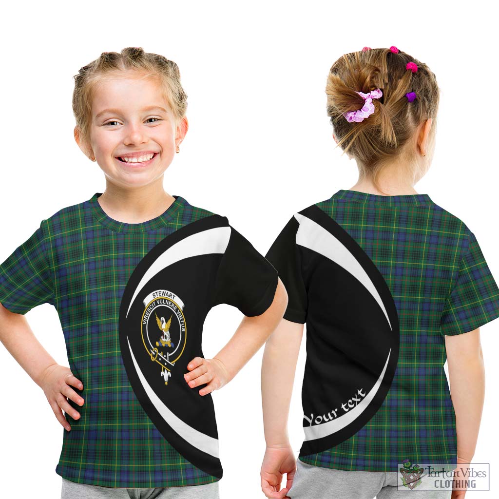 Stewart Hunting Modern Tartan Kid T-Shirt with Family Crest Circle Style - Tartan Vibes Clothing