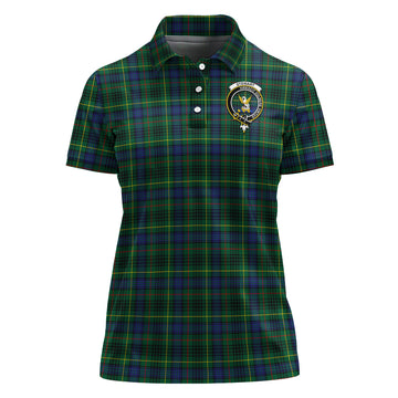 Stewart Hunting Modern Tartan Polo Shirt with Family Crest For Women