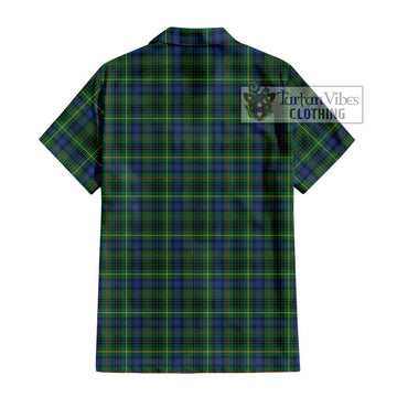 Stewart Hunting Modern Tartan Short Sleeve Button Shirt with Family Crest DNA In Me Style