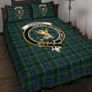 Stewart Hunting Modern Tartan Quilt Bed Set with Family Crest