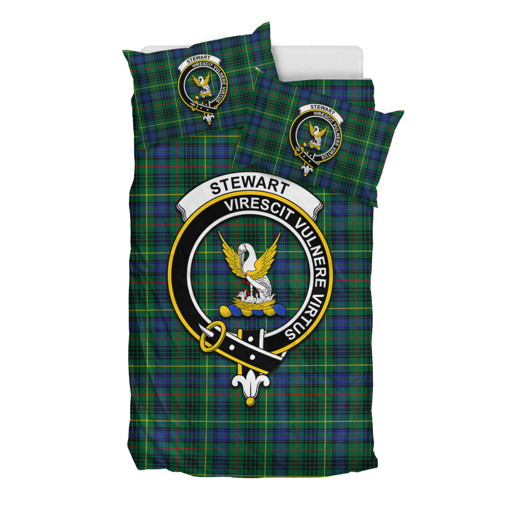 Stewart Hunting Modern Tartan Bedding Set with Family Crest - Tartan Vibes Clothing