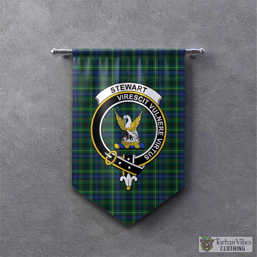 Tartan Vibes Clothing Stewart Hunting Modern Tartan Gonfalon, Tartan Banner with Family Crest