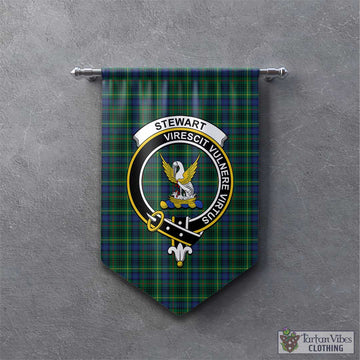 Stewart Hunting Modern Tartan Gonfalon, Tartan Banner with Family Crest