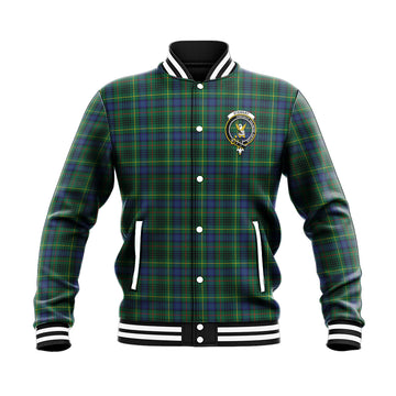 Stewart Hunting Modern Tartan Baseball Jacket with Family Crest