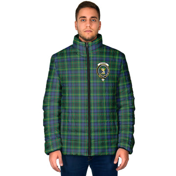 Stewart Hunting Modern Tartan Padded Jacket with Family Crest