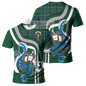 Stewart Hunting Modern Tartan T-Shirt with Epic Bagpipe Style