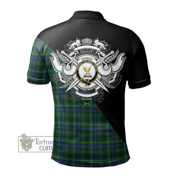 Stewart Hunting Modern Tartan Polo Shirt with Family Crest and Military Logo Style