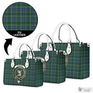 Stewart Hunting Modern Tartan Luxury Leather Handbags with Family Crest