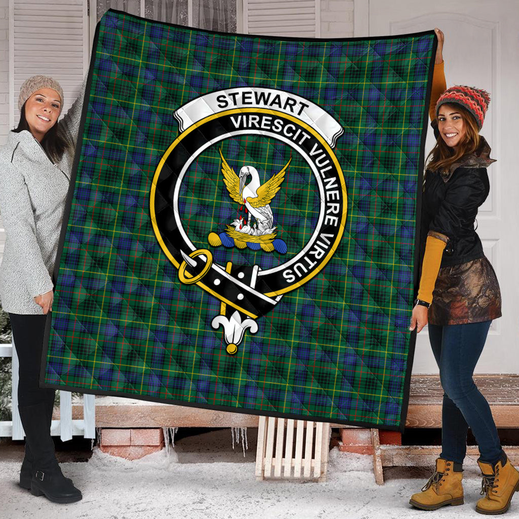 stewart-hunting-modern-tartan-quilt-with-family-crest