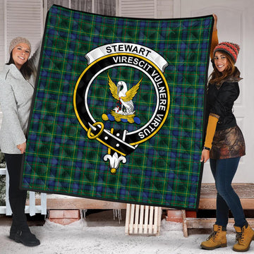 Stewart Hunting Modern Tartan Quilt with Family Crest