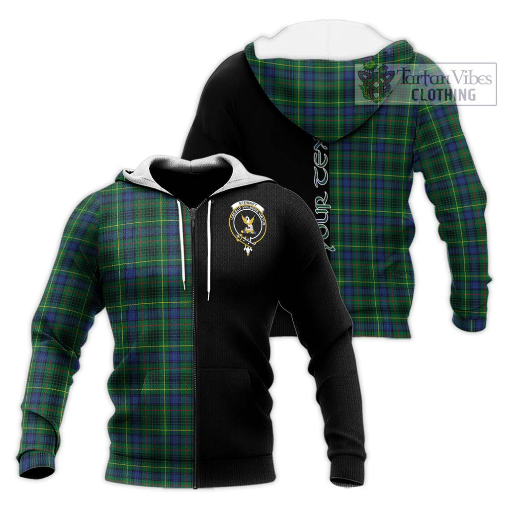 Stewart Hunting Modern Tartan Knitted Hoodie with Family Crest and Half Of Me Style Unisex Knitted Zip Hoodie - Tartanvibesclothing Shop