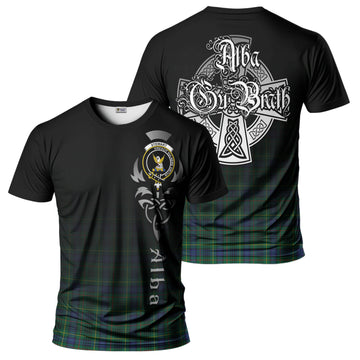 Stewart Hunting Modern Tartan T-Shirt Featuring Alba Gu Brath Family Crest Celtic Inspired