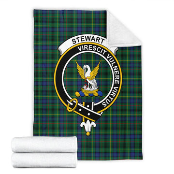 Stewart Hunting Modern Tartan Blanket with Family Crest