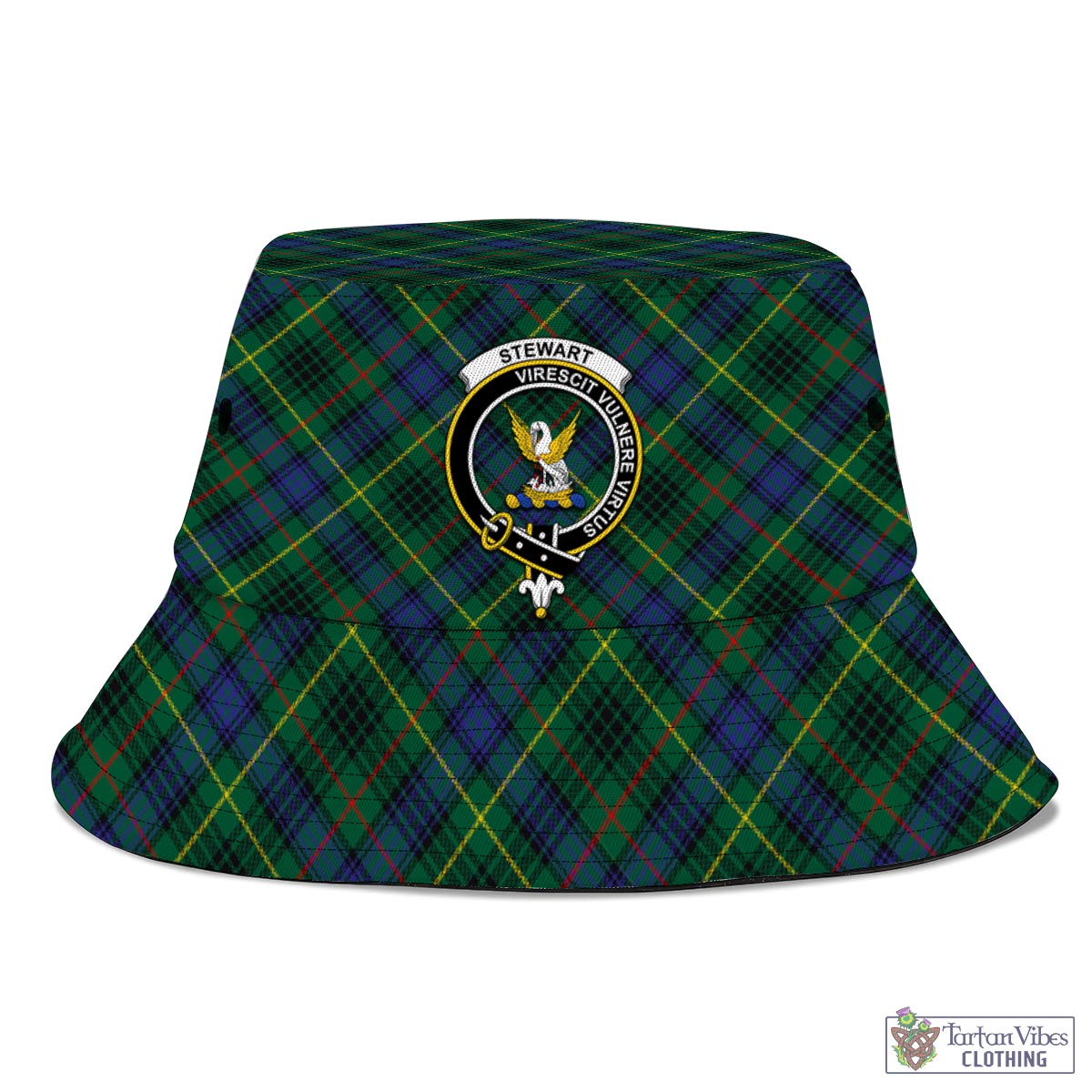 Tartan Vibes Clothing Stewart Hunting Modern Tartan Bucket Hat with Family Crest